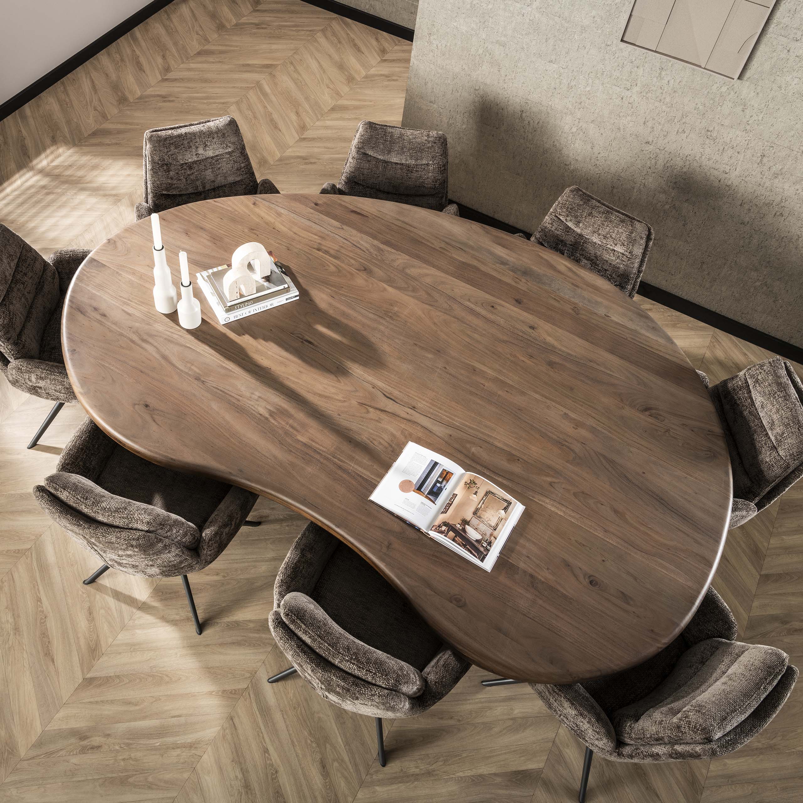 Eettafel Sculpture Niervormig | 244x165 | Massief acacia