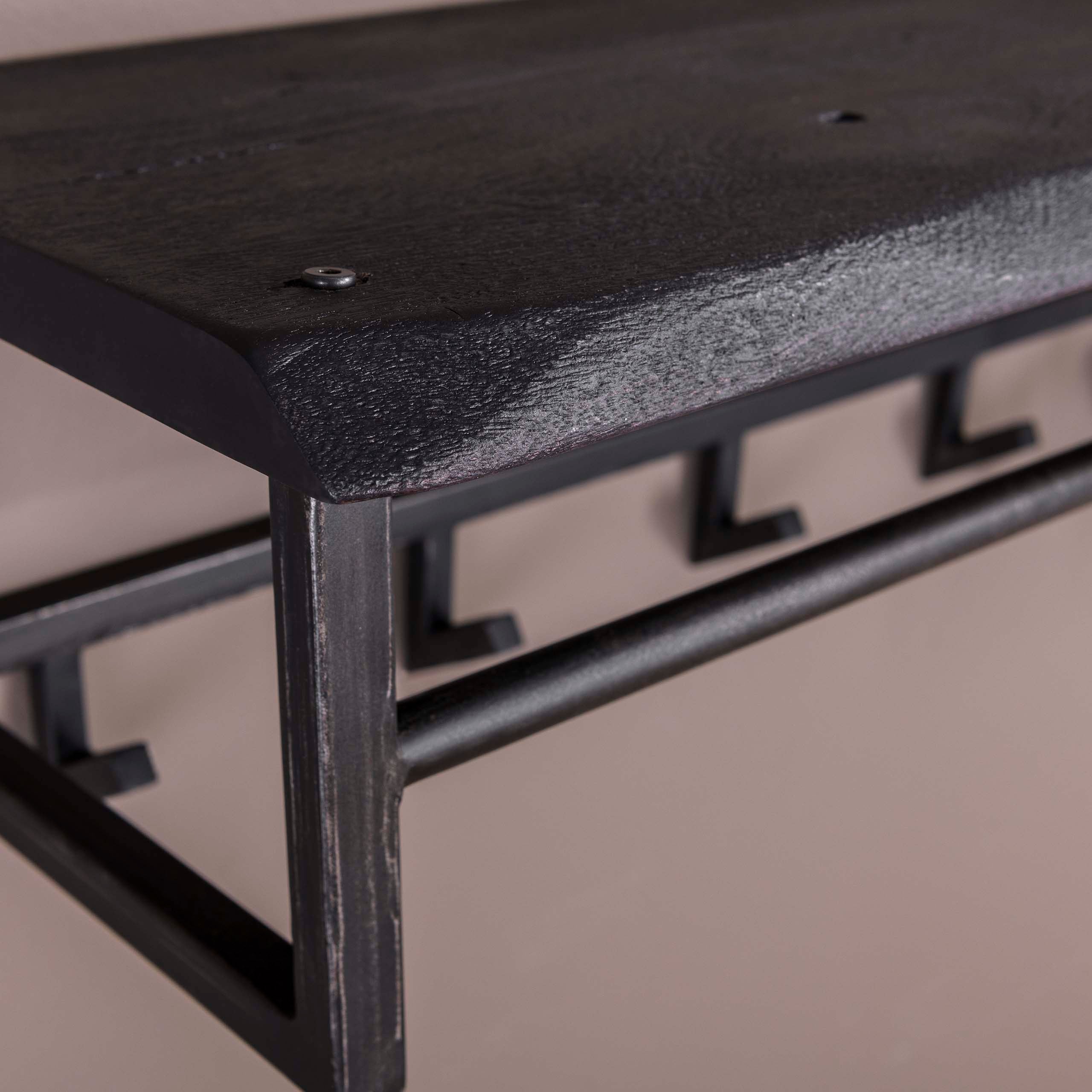 Kapstok Yucon Hoedenplank | 6H | Massief acacia zwart