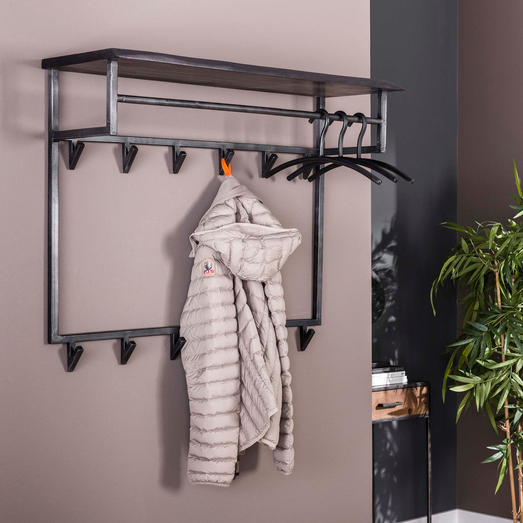 Kapstok Yucon Hoog | Hoedenplank | 12 Haken | Zwart