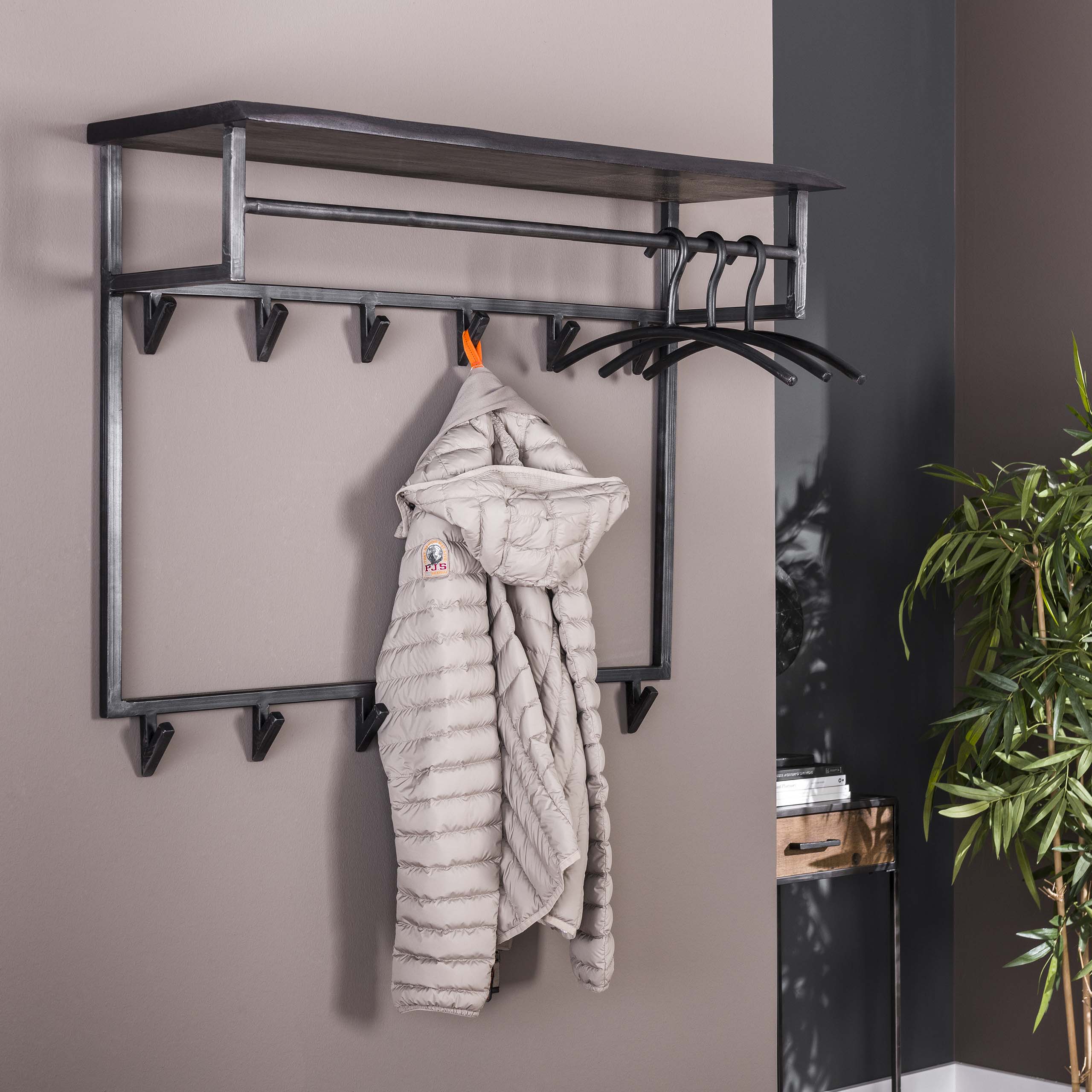 Kapstok Yucon Hoog | Hoedenplank | 12 Haken | Zwart