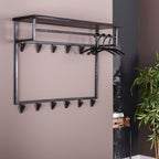 Kapstok Yucon Hoog | Hoedenplank | 12 Haken | Zwart