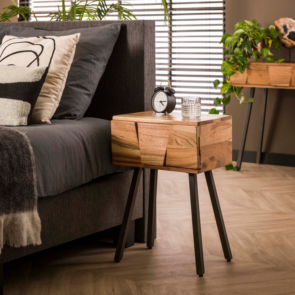 Nachtkastje Demn | 1 Lade | Massief acacia naturel
