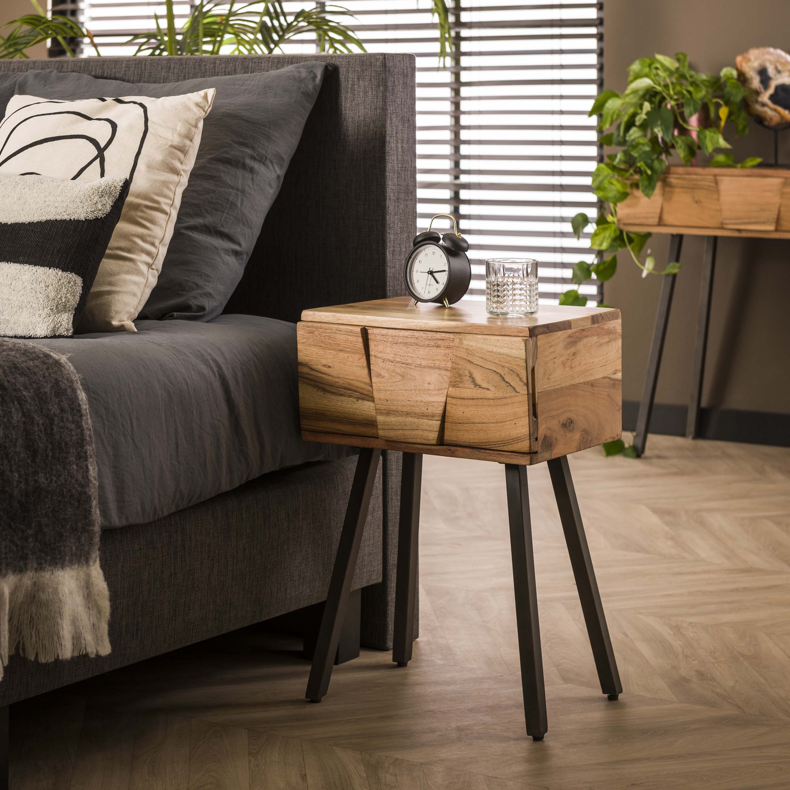 Nachtkastje Demn | 1 Lade | Massief acacia naturel
