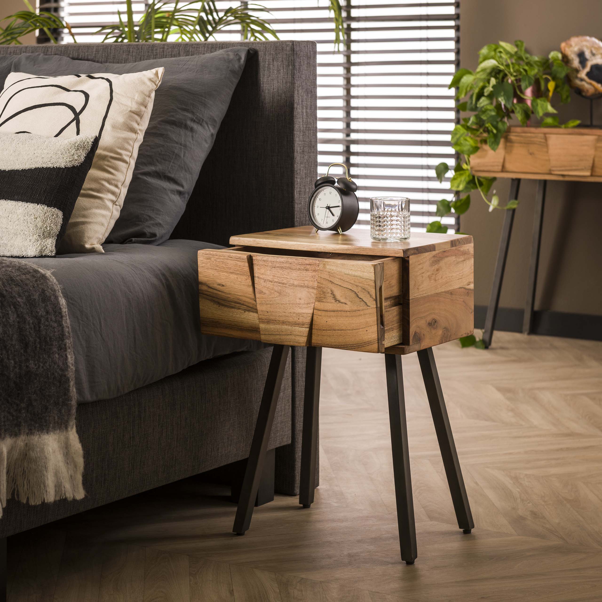 Nachtkastje Demn | 1 Lade | Massief acacia naturel