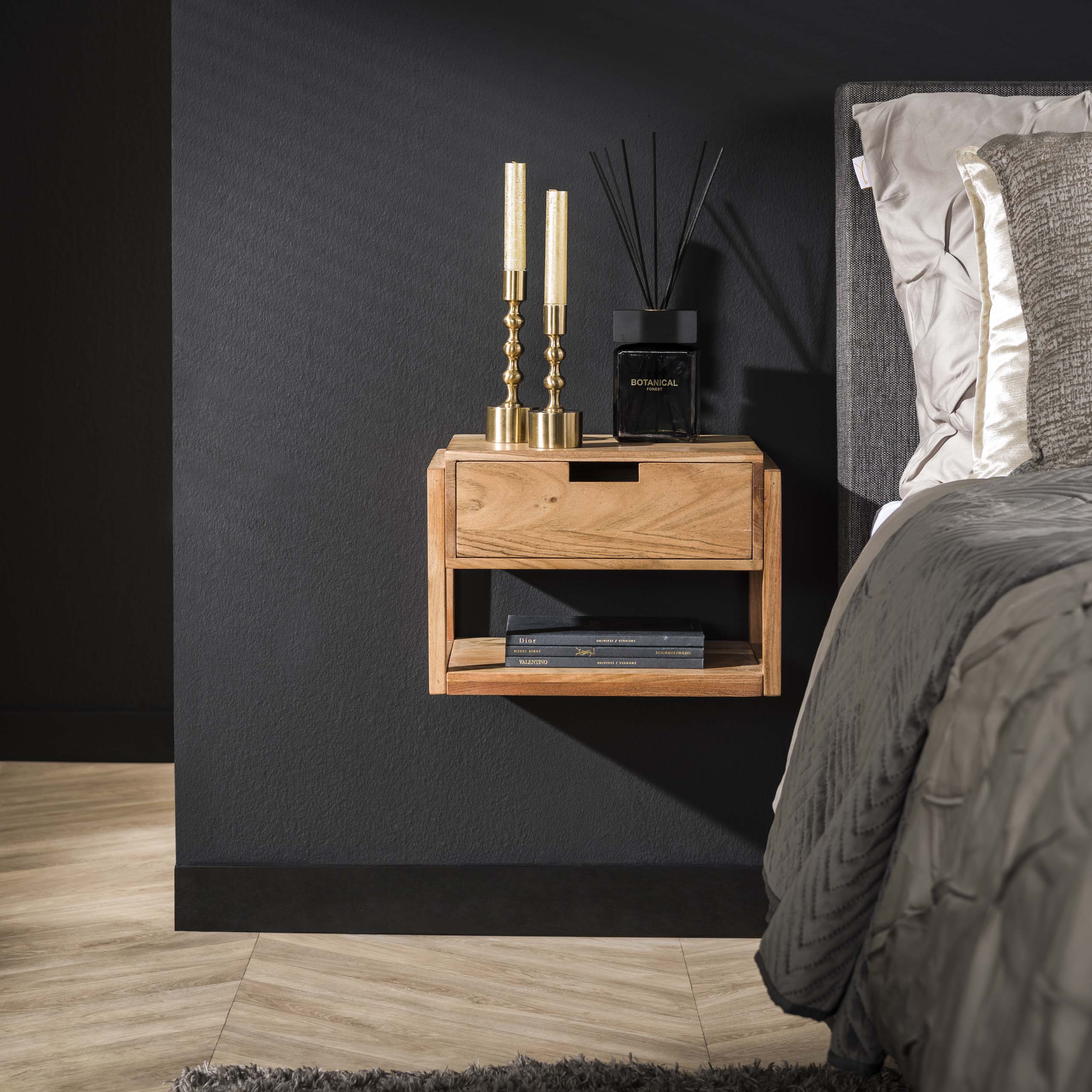 Nachtkastje Houten Frame | 1 Lade | Massief acacia naturel