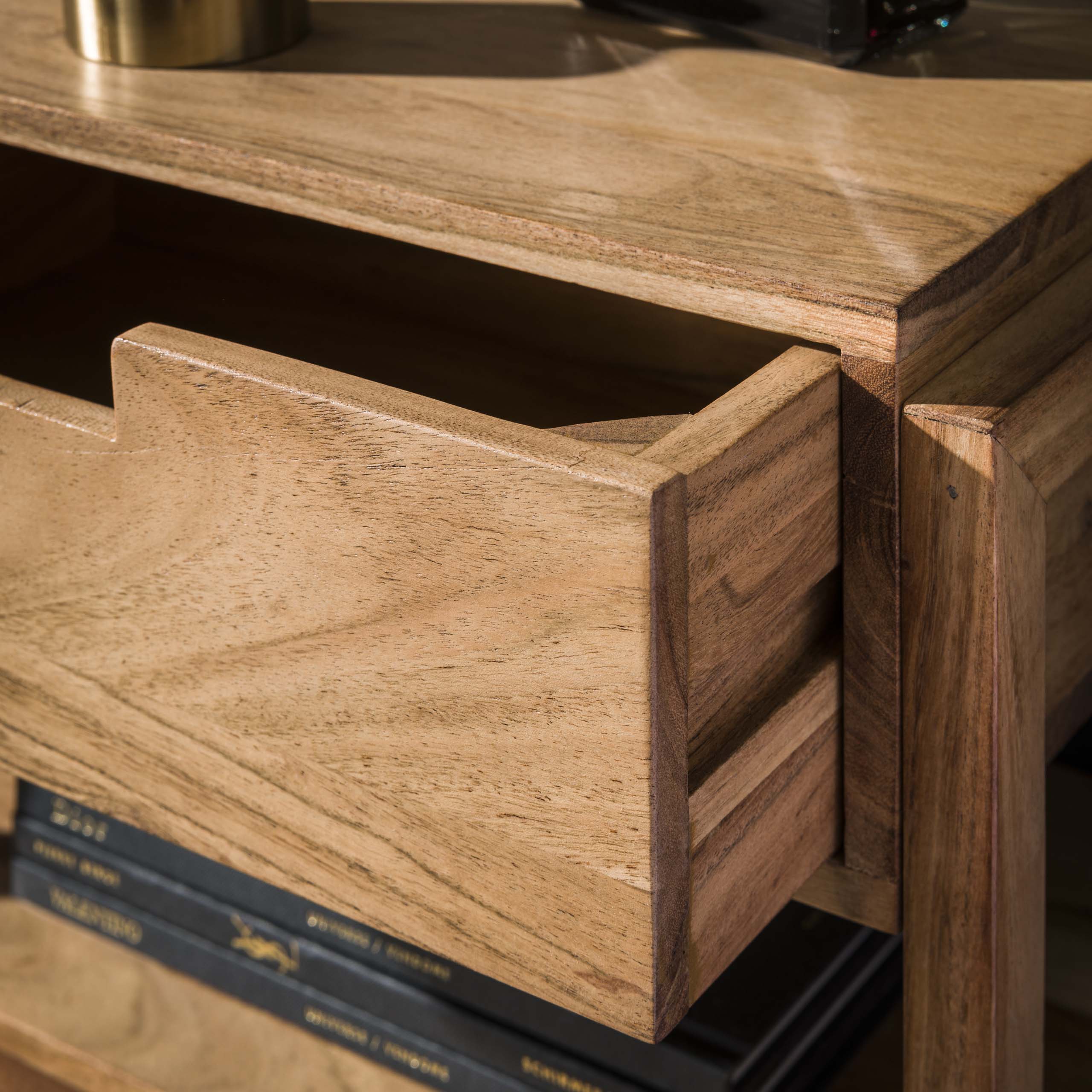 Nachtkastje Houten Frame | 1 Lade | Massief acacia naturel