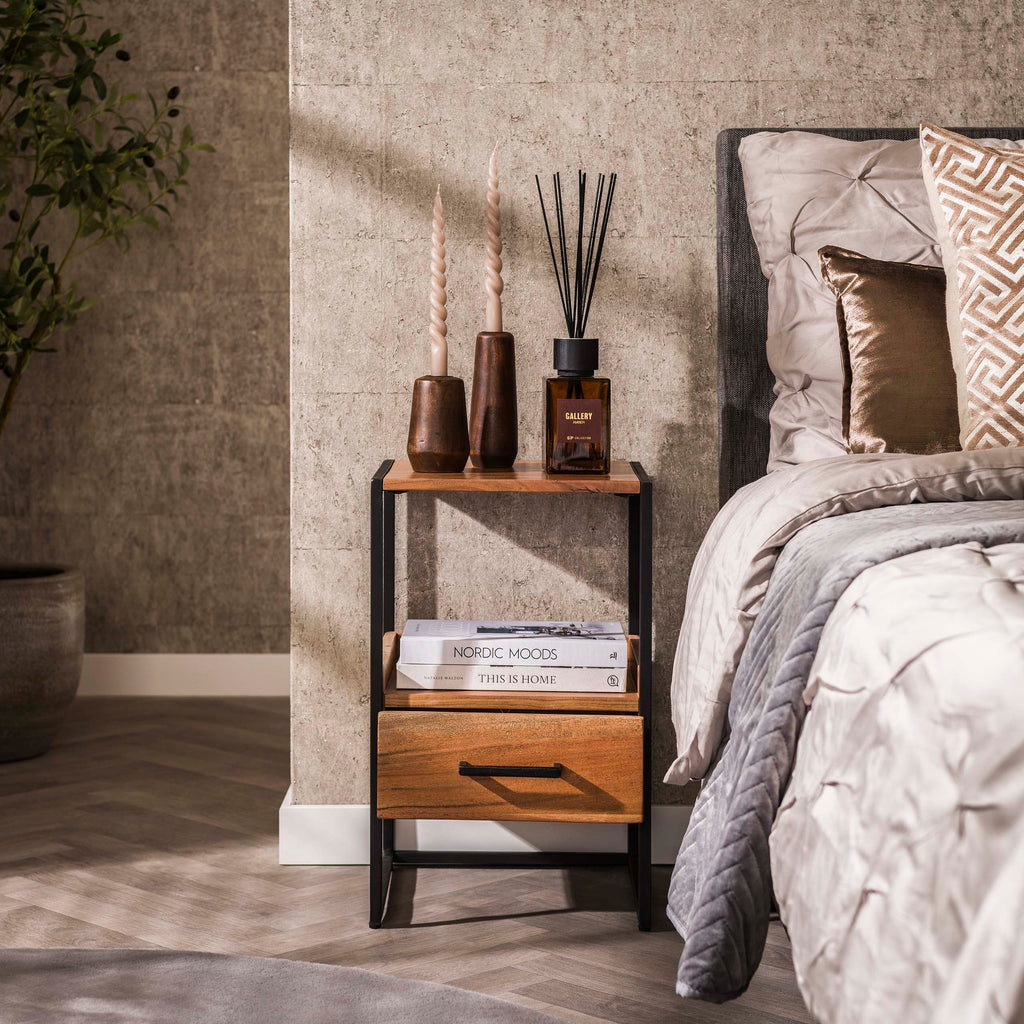 Nachtkastje Niche XS | 1 Lade | Massief acacia