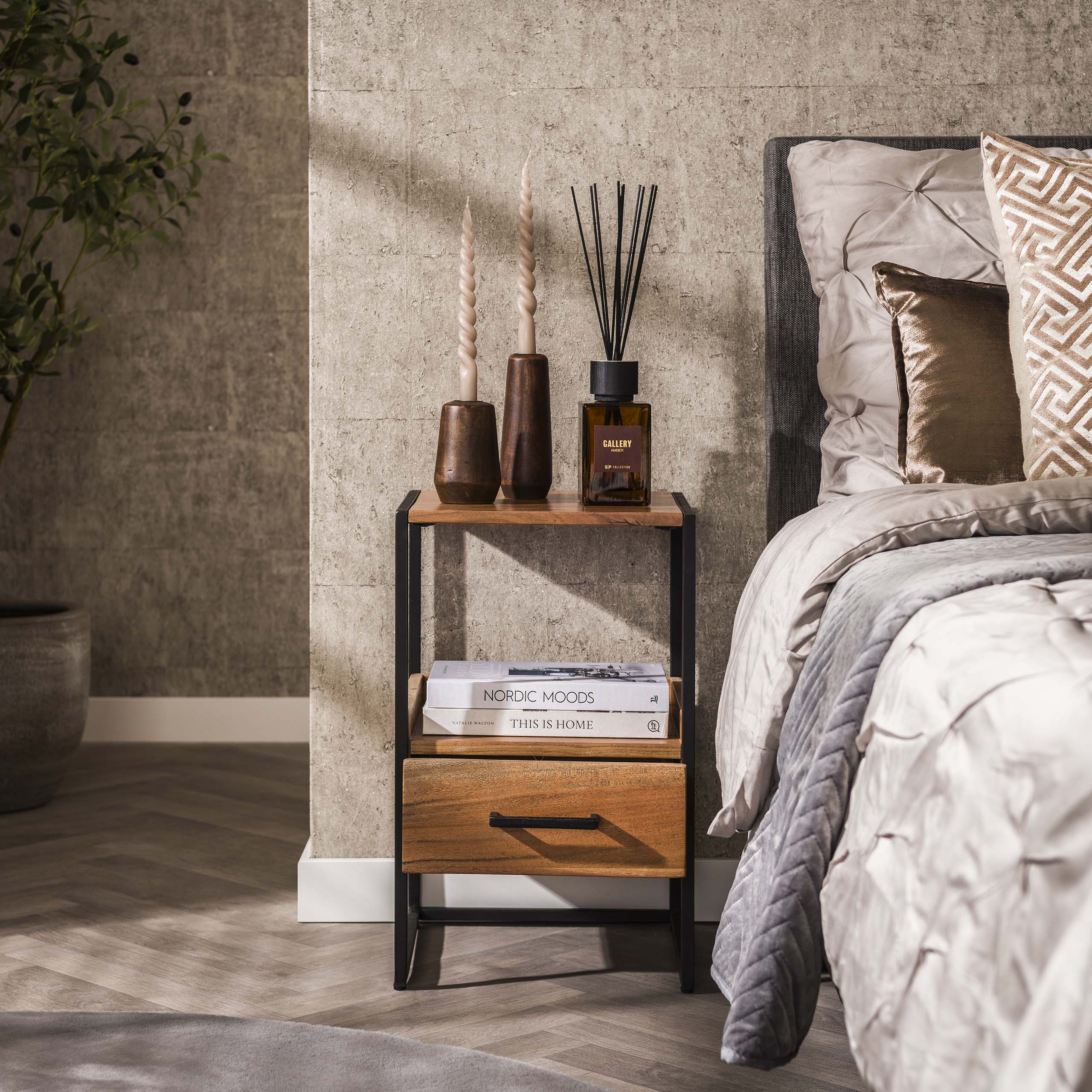 Nachtkastje Niche XS | 1 Lade | Massief acacia
