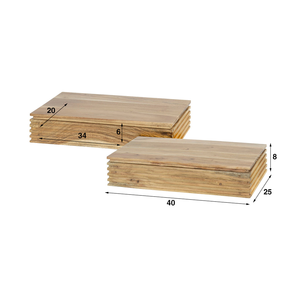 Nachtkastje Layer L | 1 Lade | Massief acacia | Set van 2