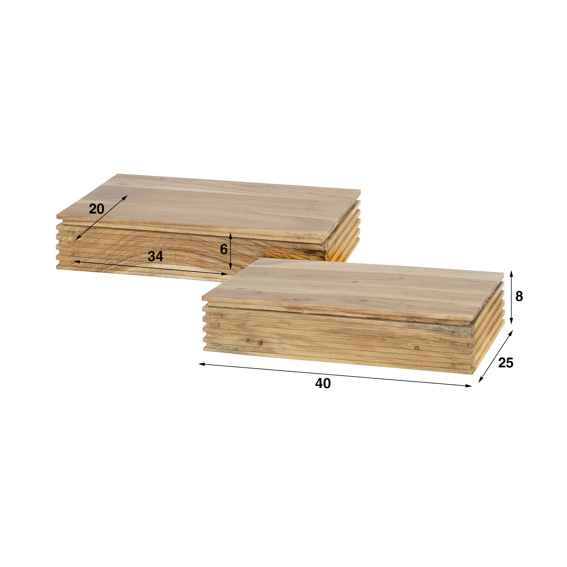 Nachtkastje Layer L | 1 Lade | Massief acacia | Set van 2