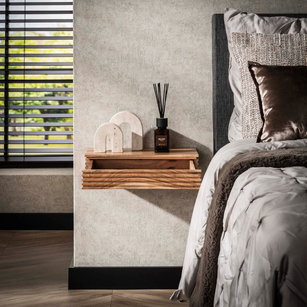 Nachtkastje Layer L | 1 Lade | Massief acacia | Set van 2
