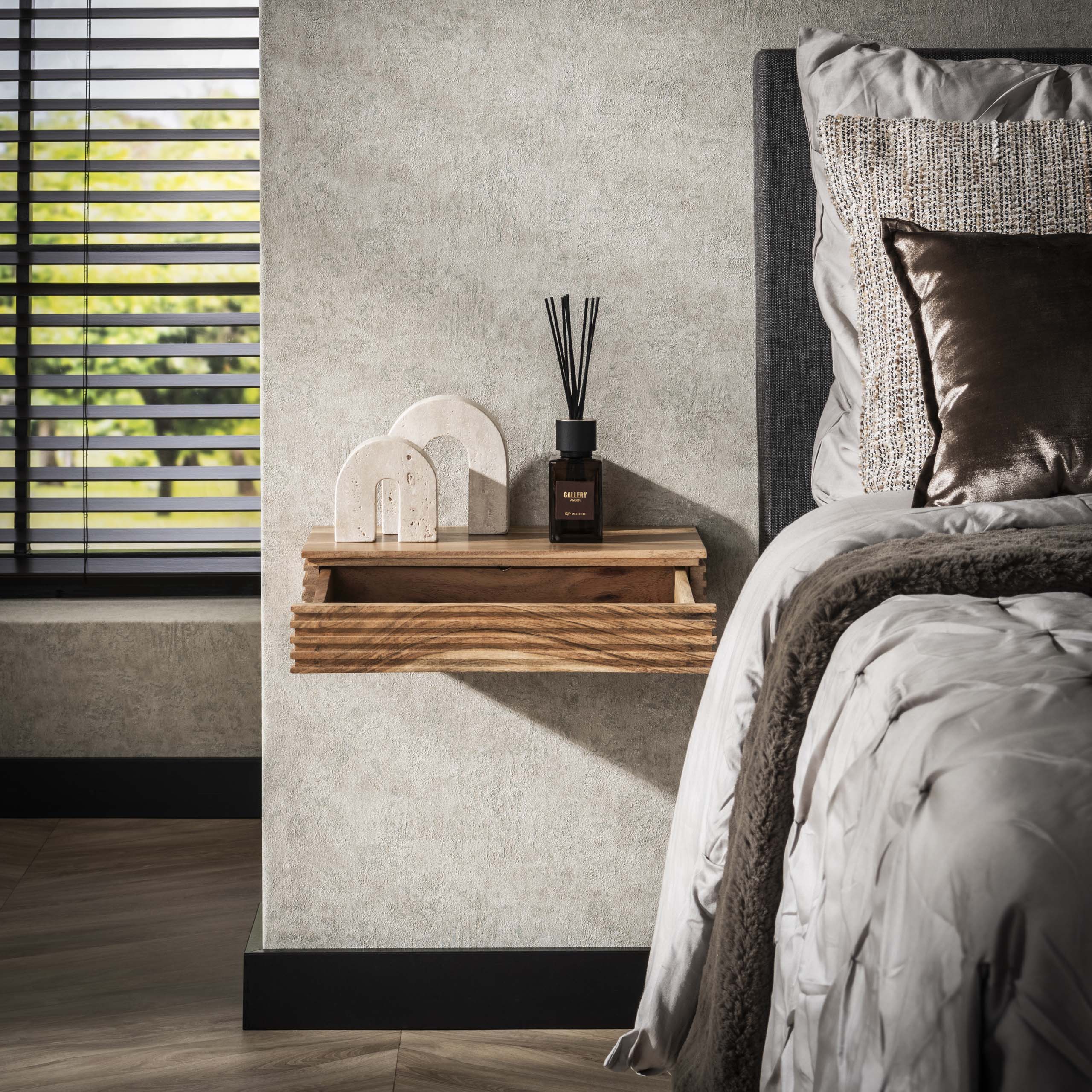 Nachtkastje Layer L | 1 Lade | Massief acacia | Set van 2