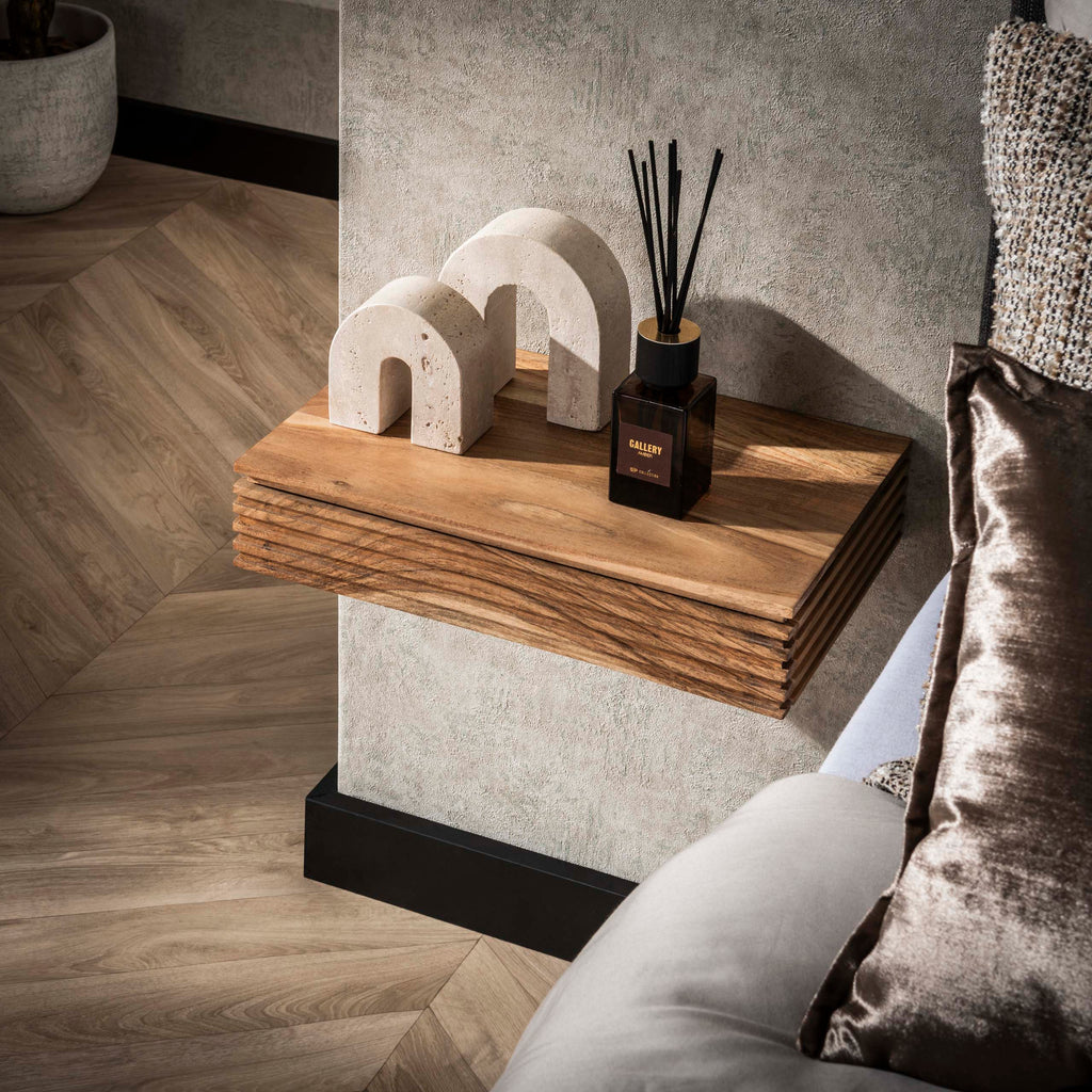 Nachtkastje Layer L | 1 Lade | Massief acacia | Set van 2
