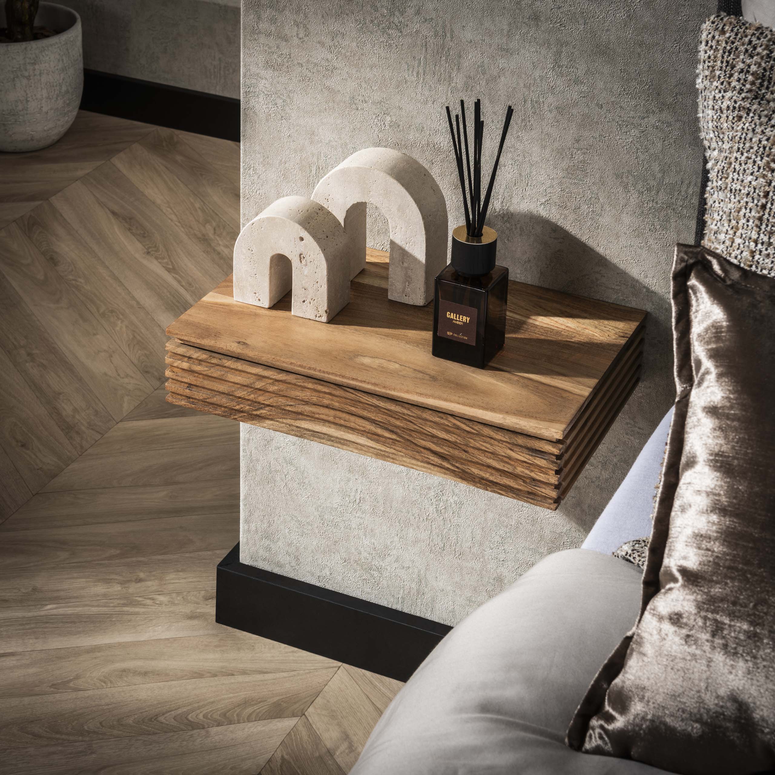 Nachtkastje Layer L | 1 Lade | Massief acacia | Set van 2