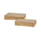 Nachtkastje Layer L | 1 Lade | Massief acacia | Set van 2