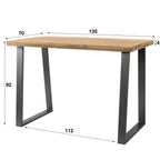 Bartafel Massief trapeziumvorm | 135 cm | Mango antiek