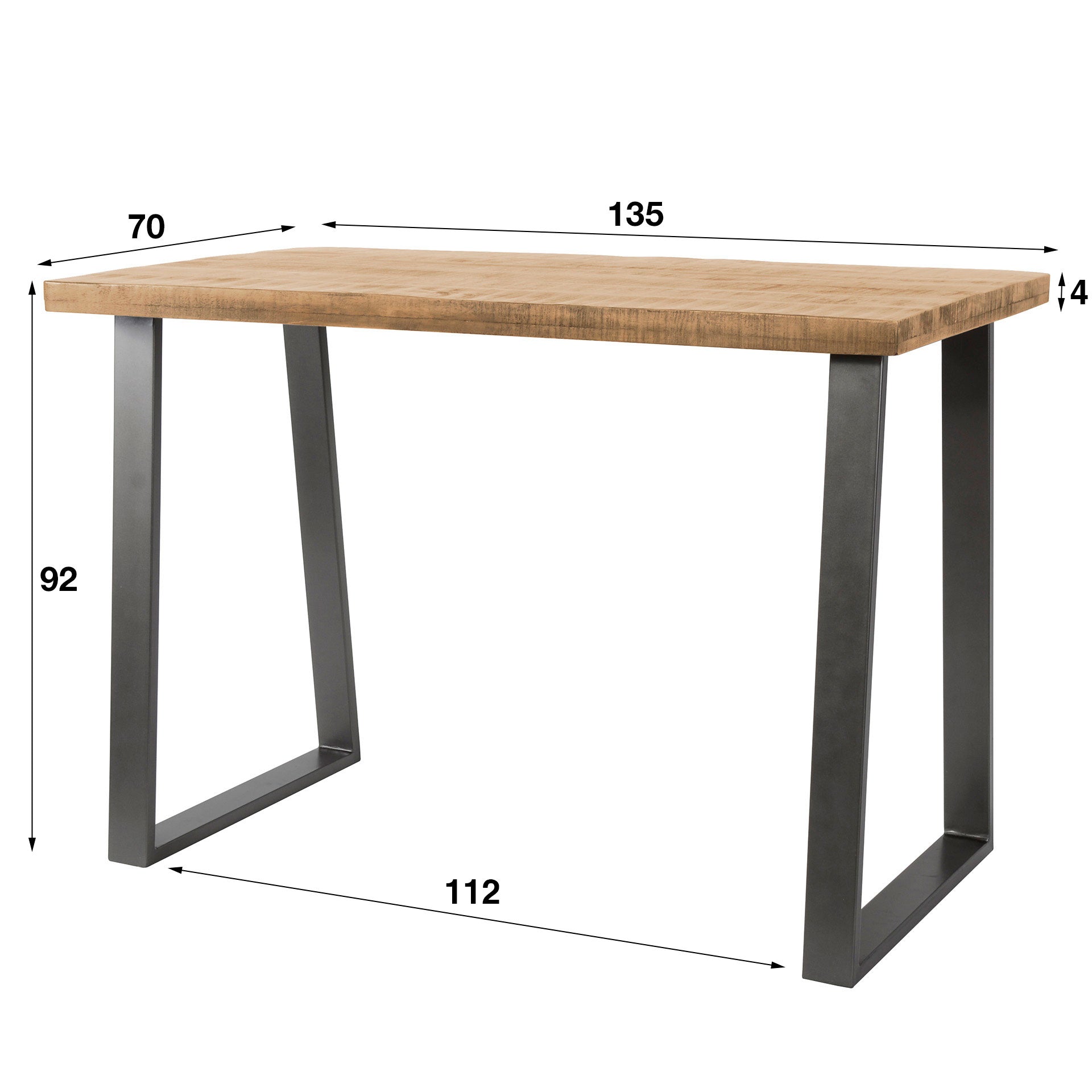 Bartafel Massief trapeziumvorm | 135 cm | Mango antiek