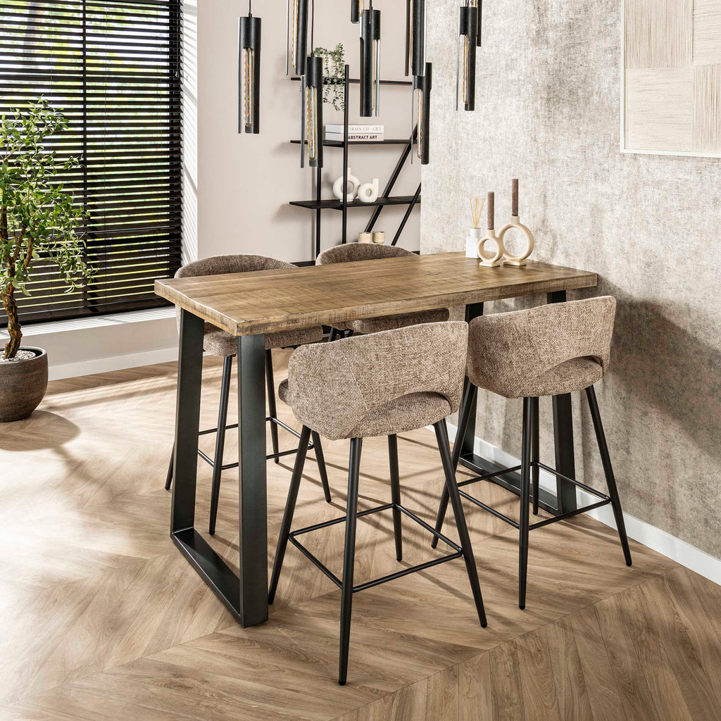 Bartafel Massief trapeziumvorm | 135 cm | Mango antiek