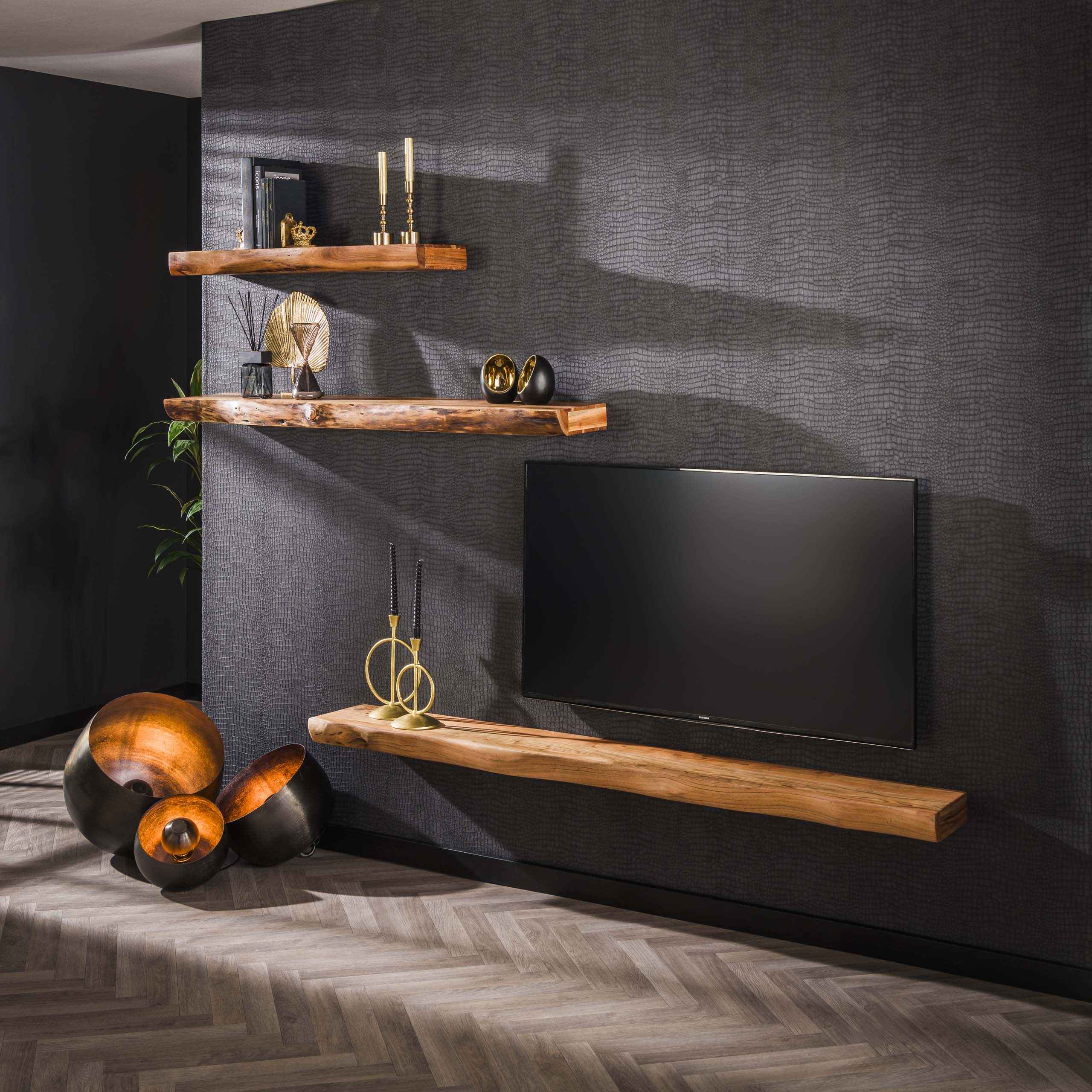 Wandplank Tree | 100 cm | Massief acacia naturel