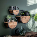 Wandschap Circular | 1 Lade | Ø30cm | Robuust hardhout