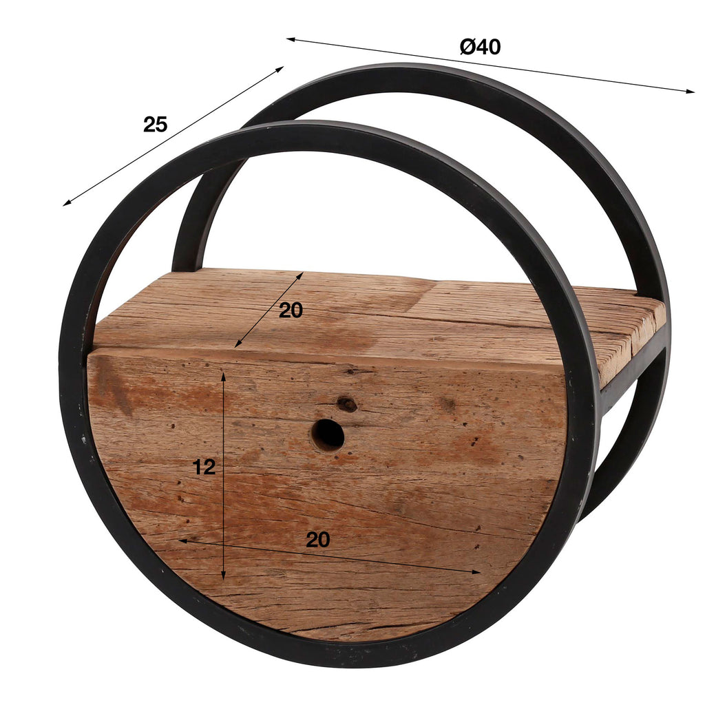 Wandschap Circular | 1 Lade | Ø40cm | Robuust hardhout