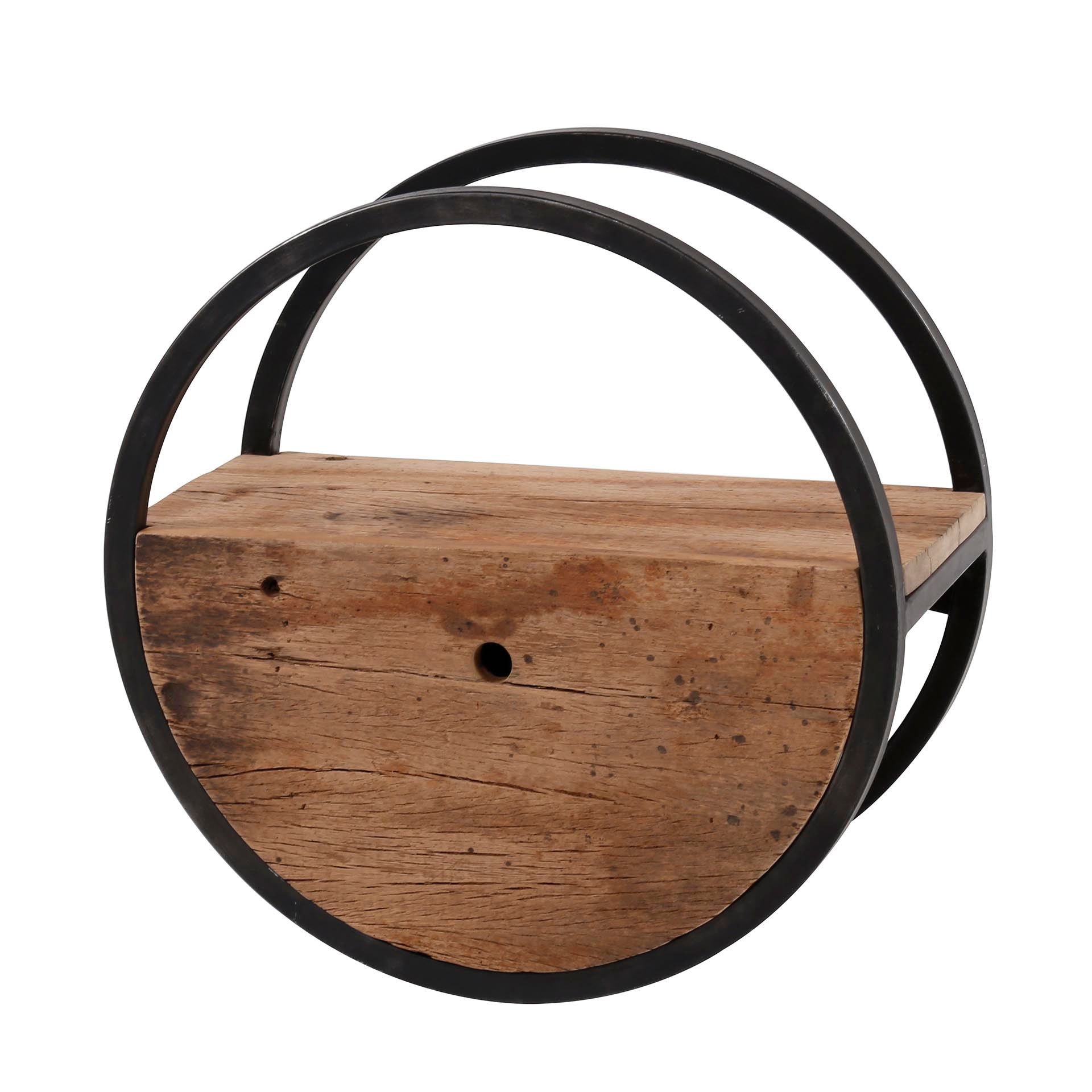Wandschap Circular 1 Lade | Ø50cm | Robuust hardhout