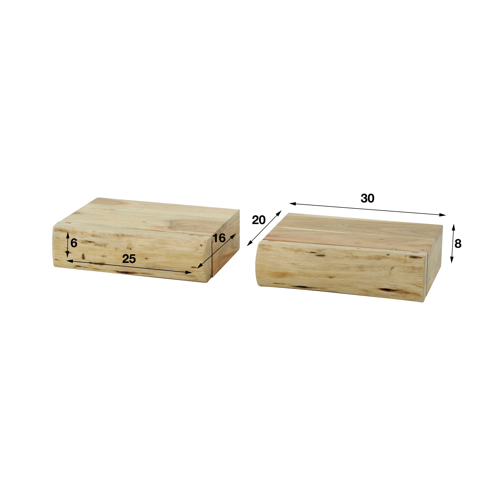 Nachtkastje Tree XS | 1 Lade | Set van 2 | Massief acacia