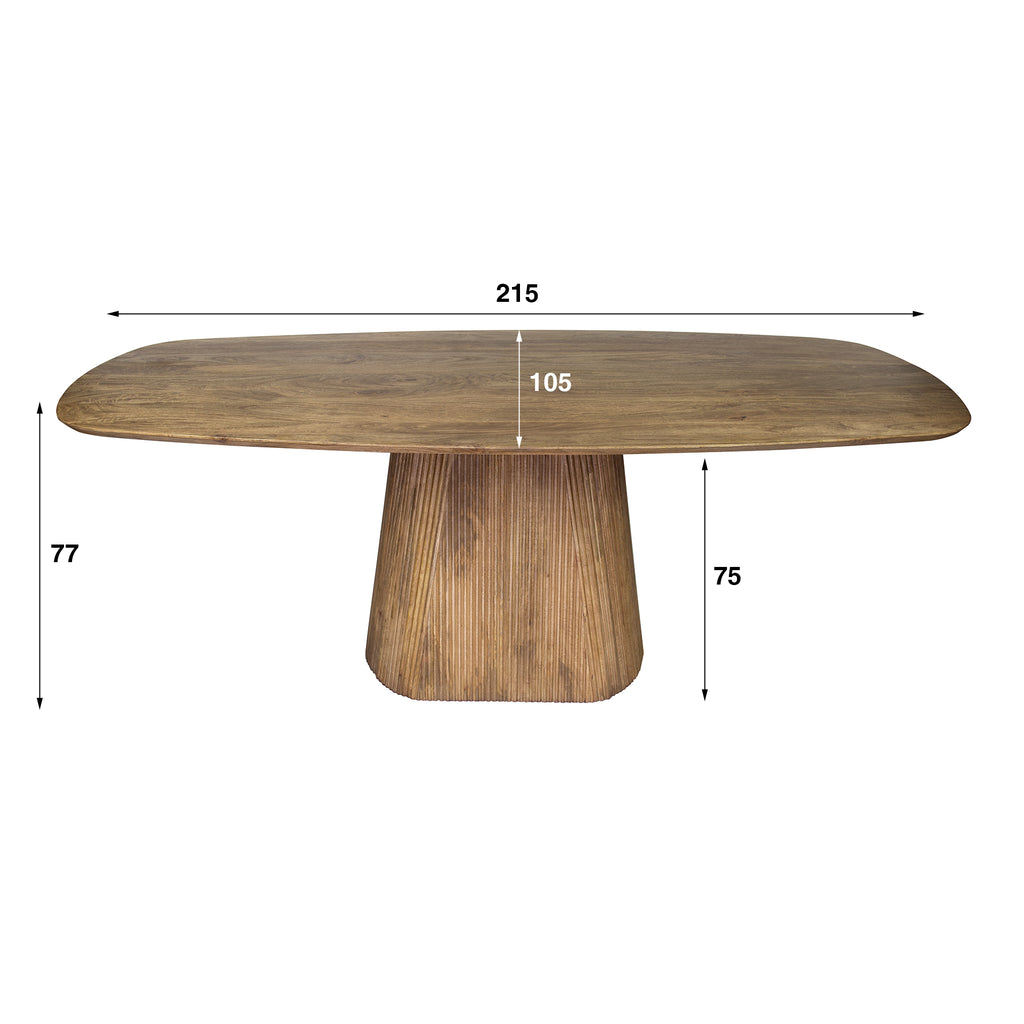 Eettafel Wave Centro | Deens ovaal | Massief mango zand