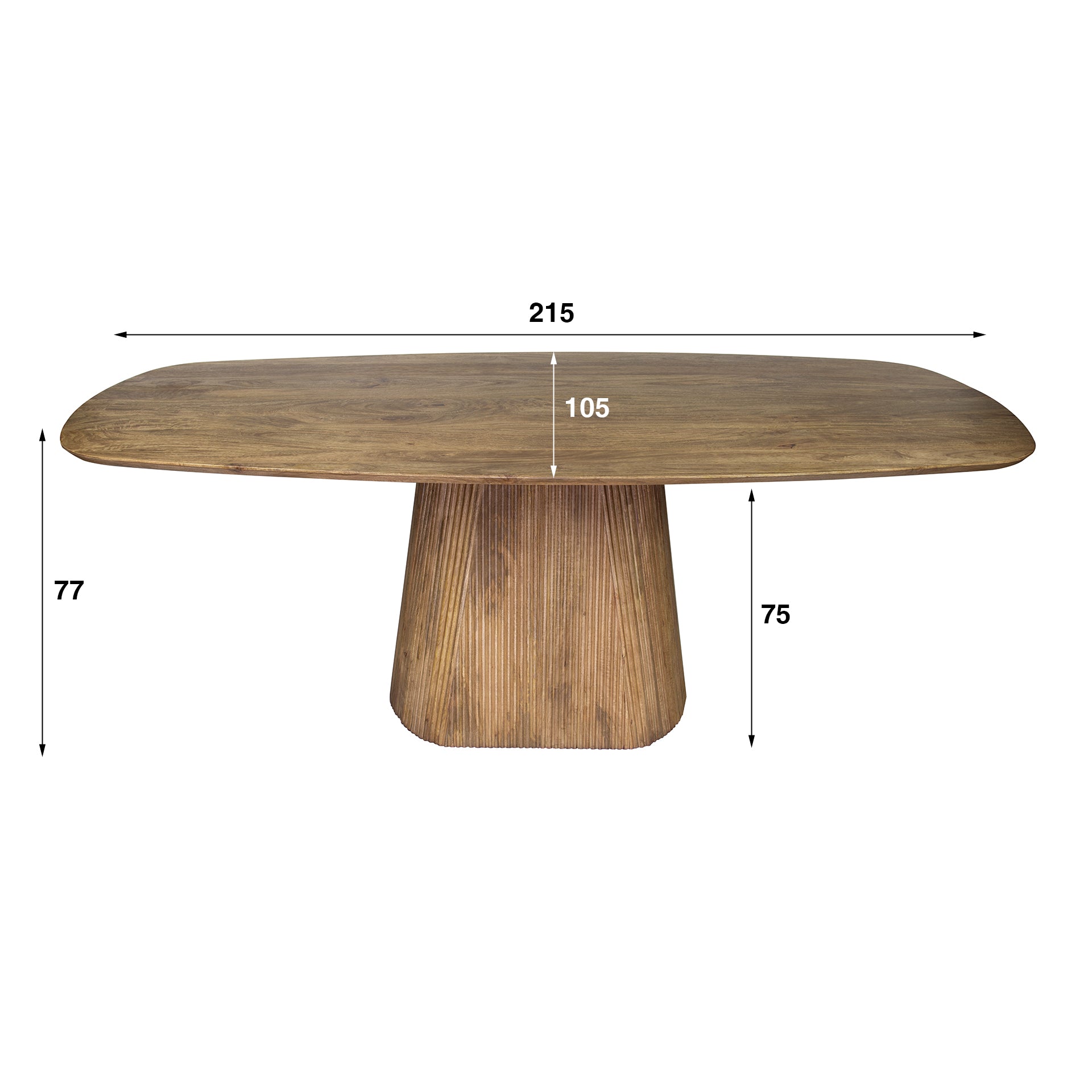 Eettafel Wave Centro | Deens ovaal | Massief mango zand