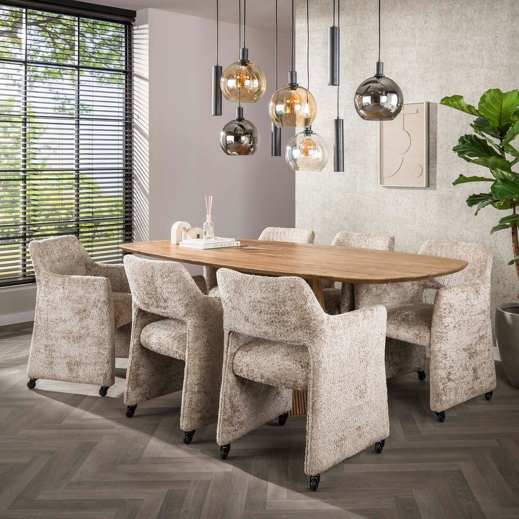 Eettafel Wave Centro | Deens ovaal | Massief mango zand