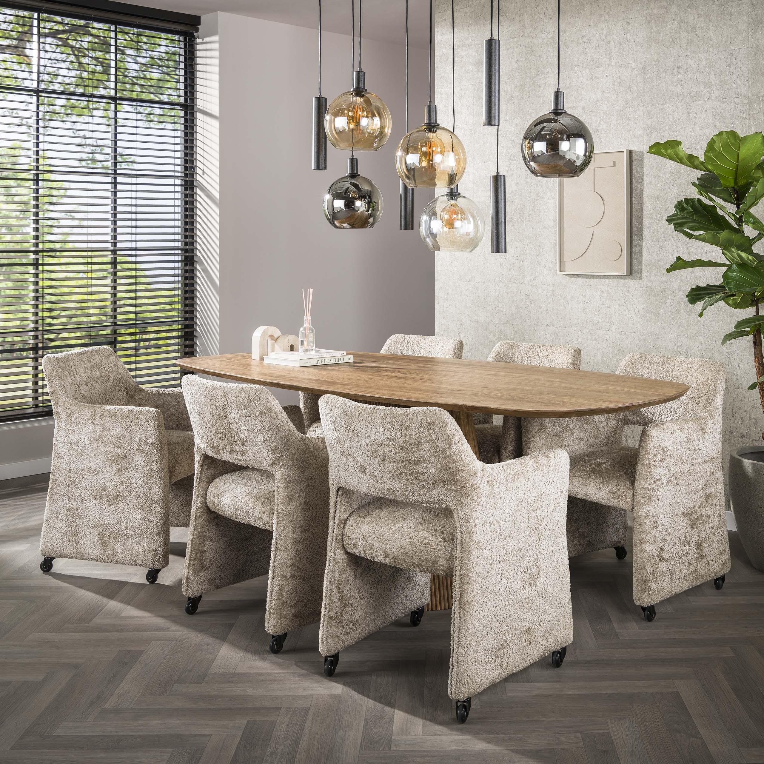 Eettafel Wave Centro | Deens ovaal | Massief mango zand