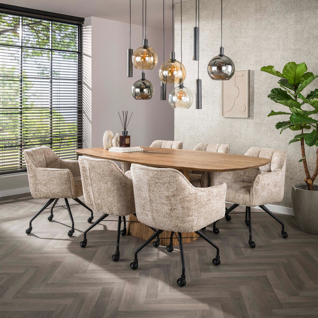 Eettafel Wave Centro | Deens ovaal | Massief mango zand