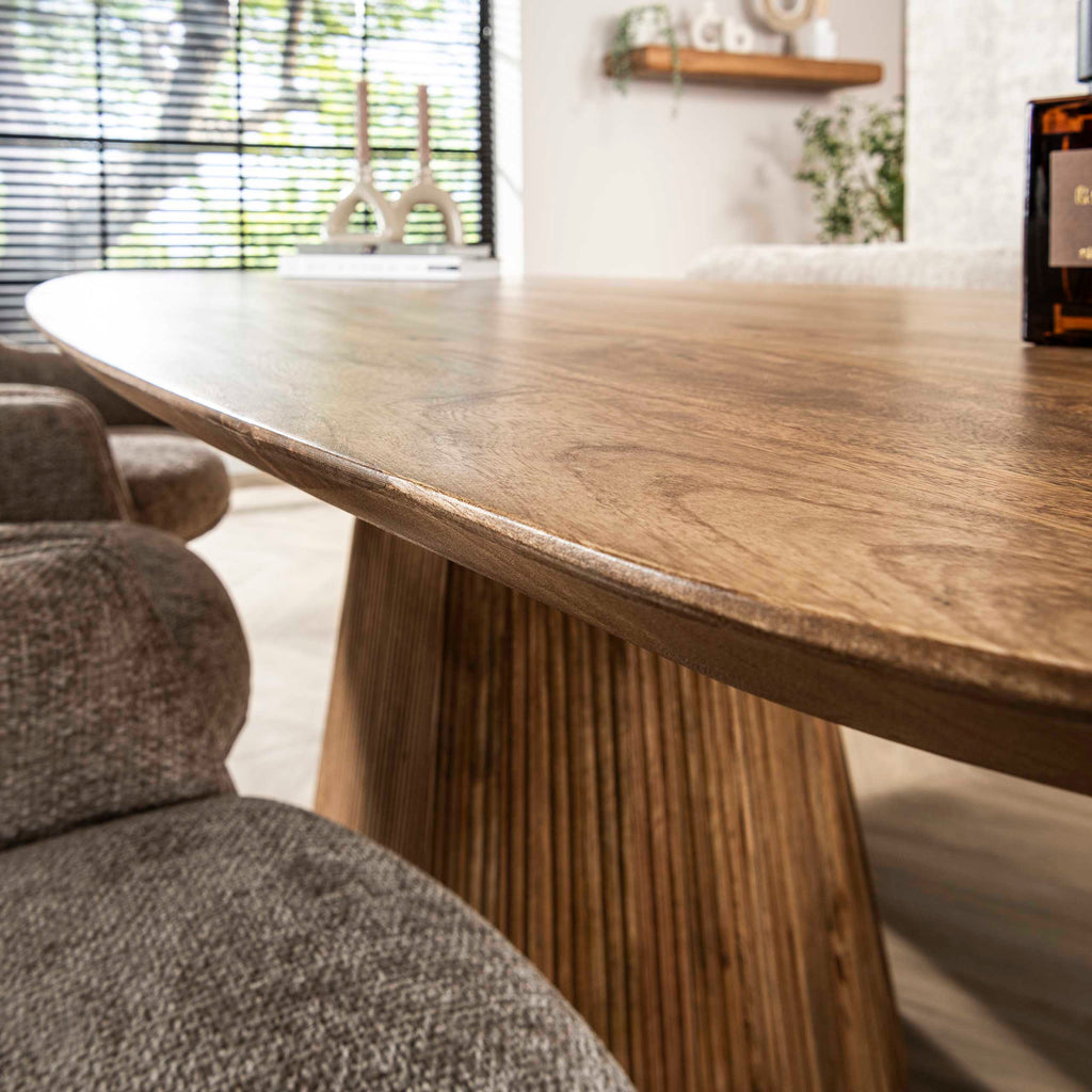 Eettafel Wave Centro | Deens ovaal | Massief mango zand