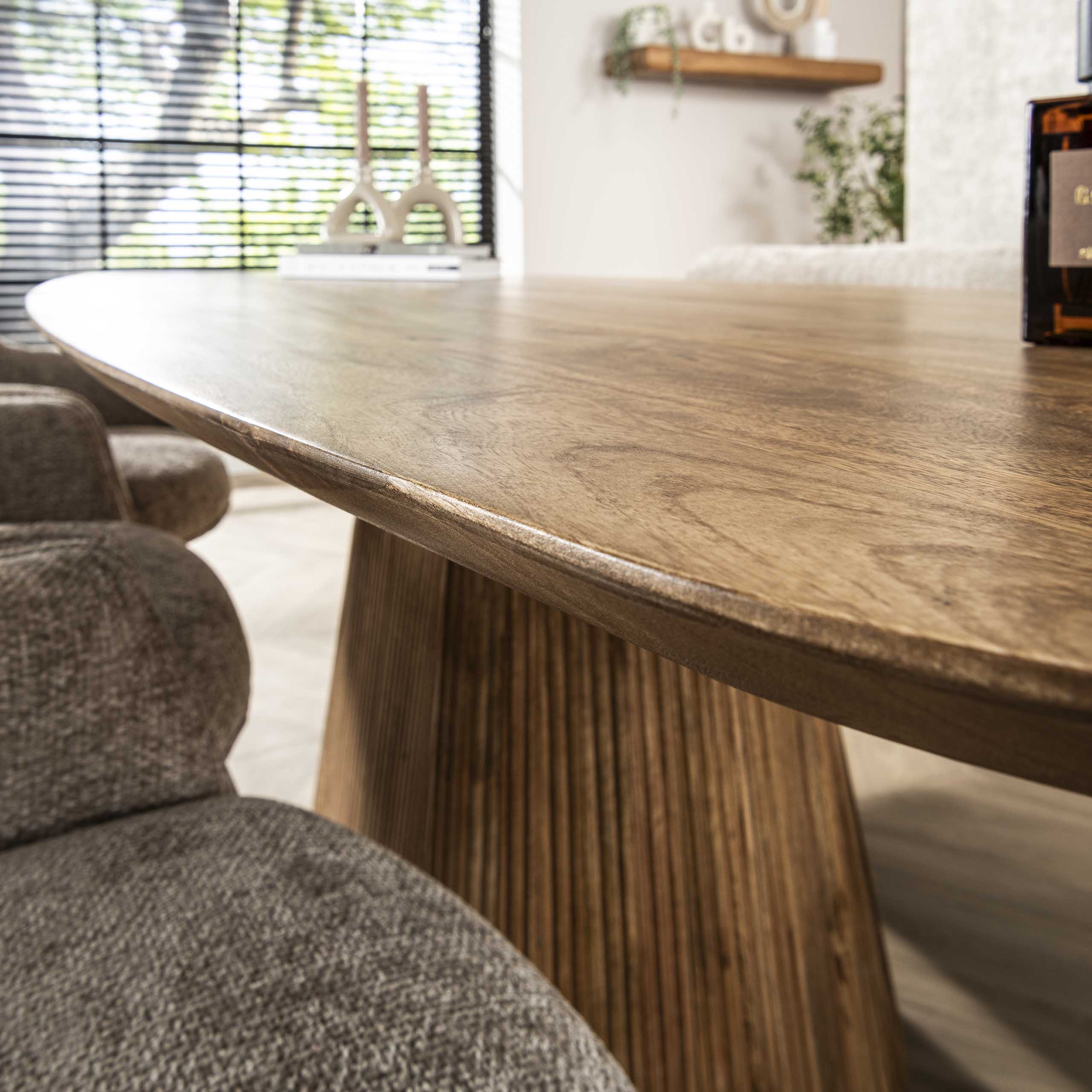 Eettafel Wave Centro | Deens ovaal | Massief mango zand