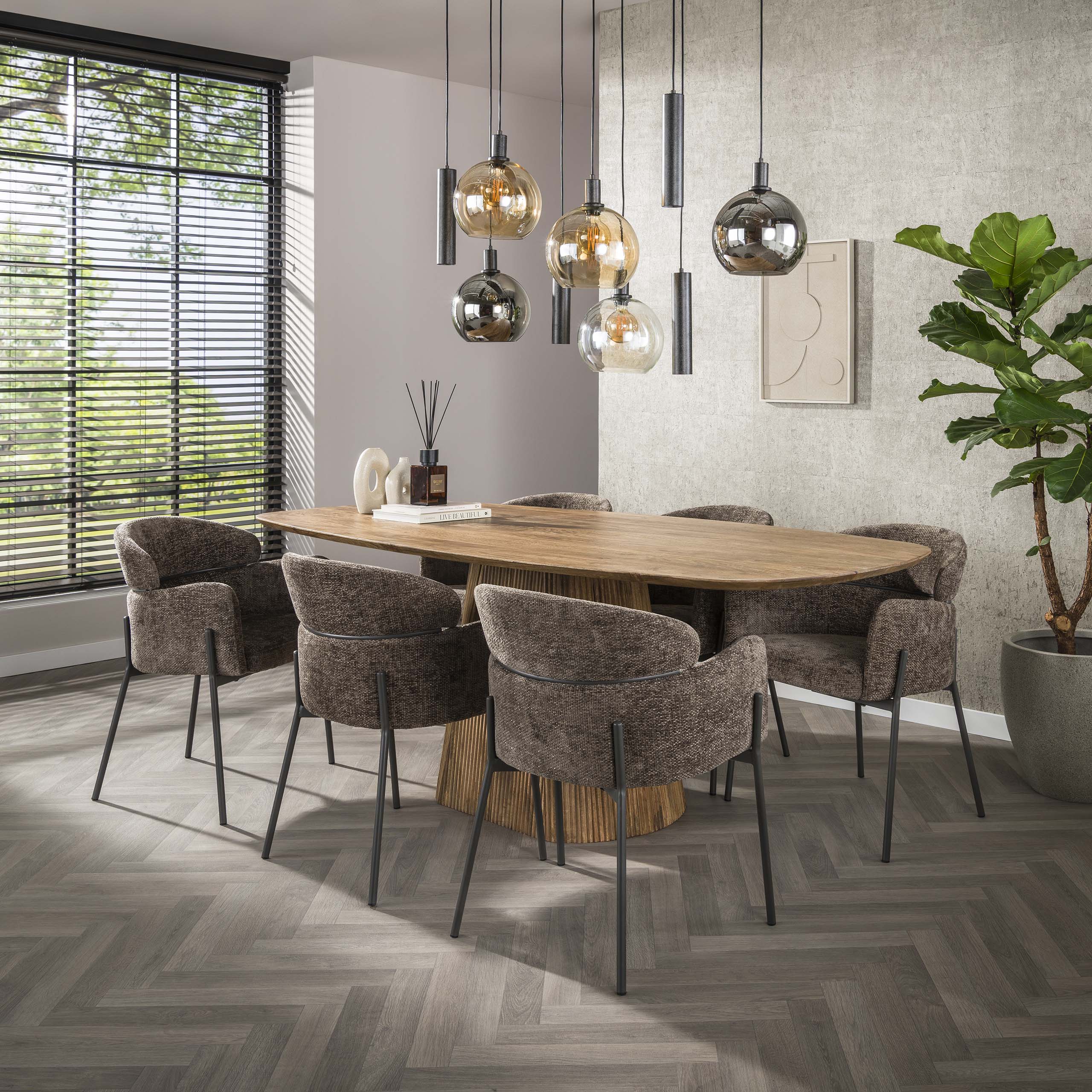 Eettafel Wave Centro | Deens ovaal | Massief mango zand