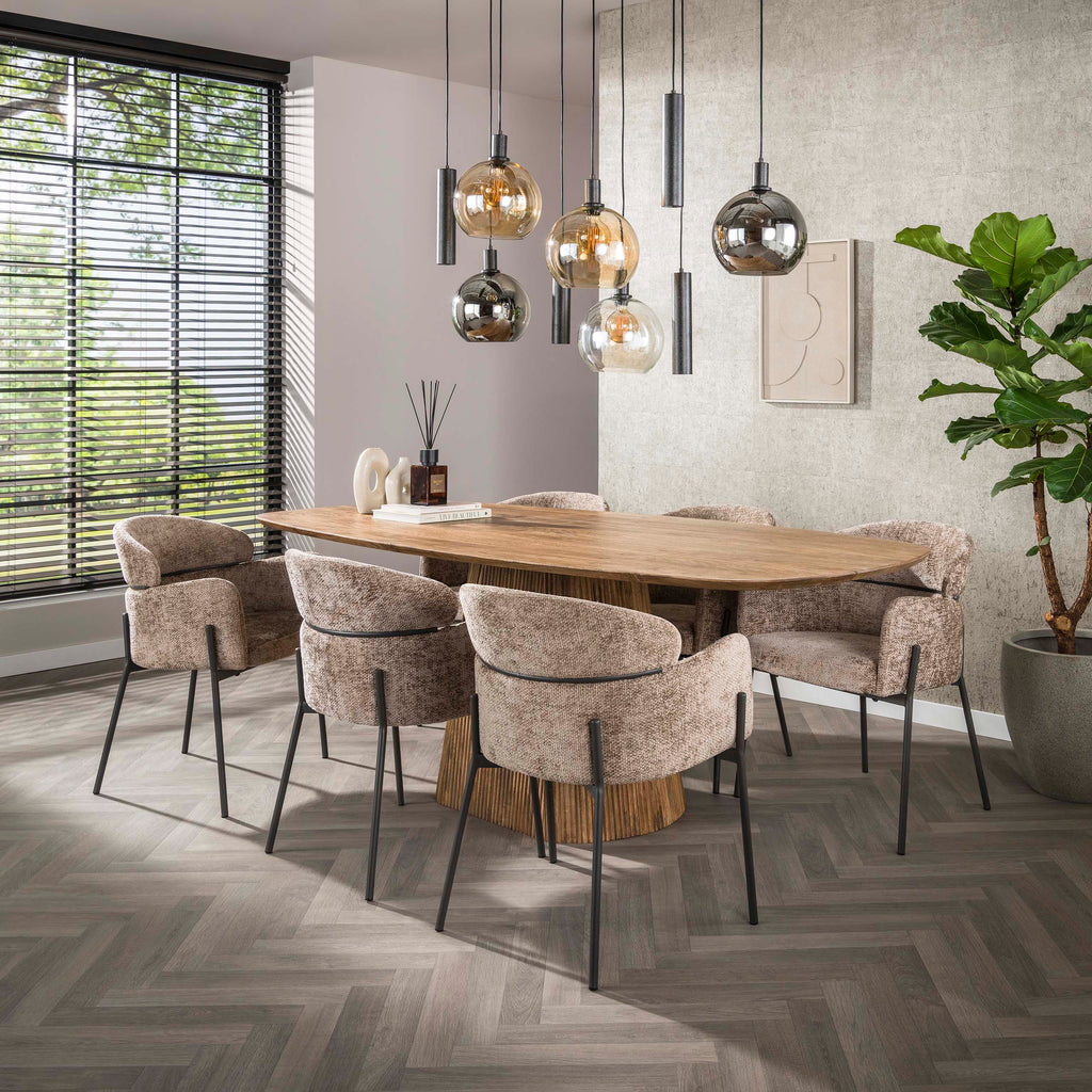 Eettafel Wave Centro | Deens ovaal | Massief mango zand