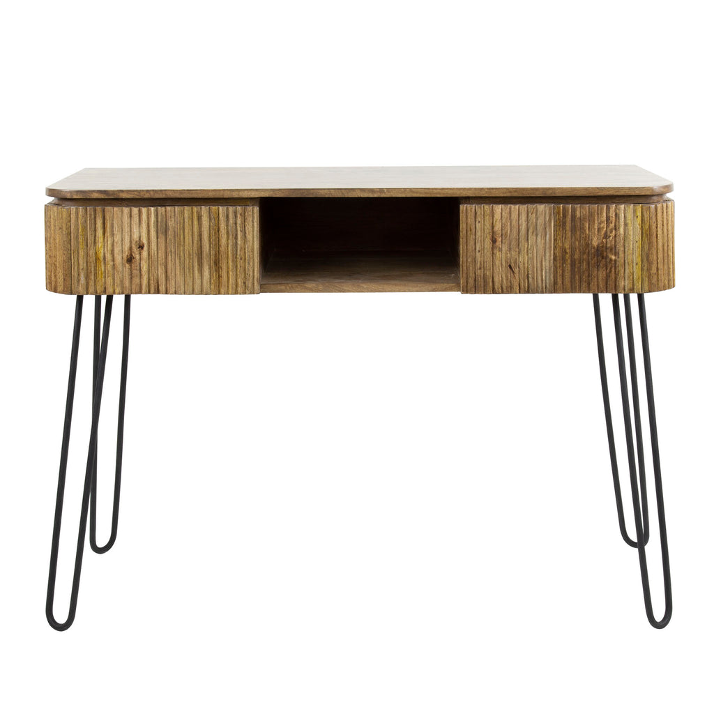 Hal-/Kaptafel Wave | 2 lades | Massief mango zand