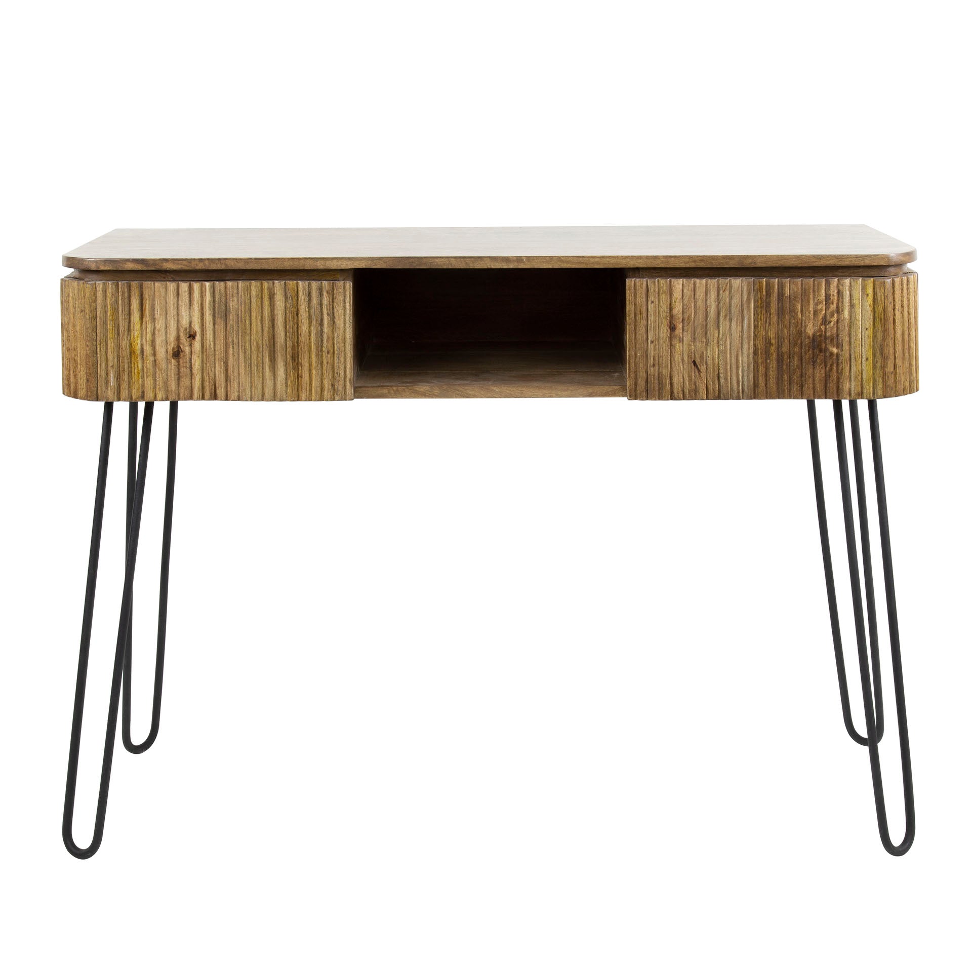 Hal-/Kaptafel Wave | 2 lades | Massief mango zand