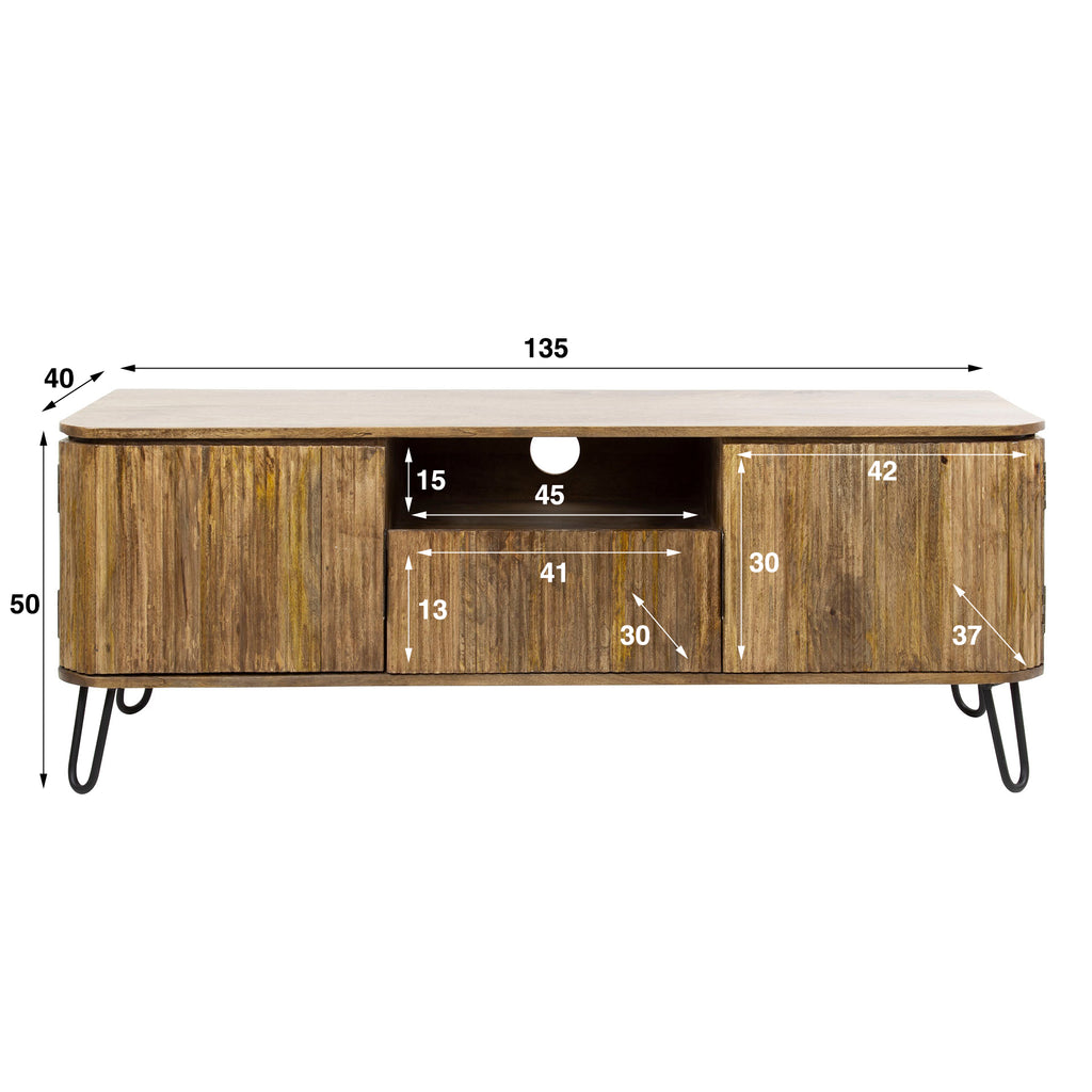 TV-meubel Wave | 1 Lade | Massief mango zand