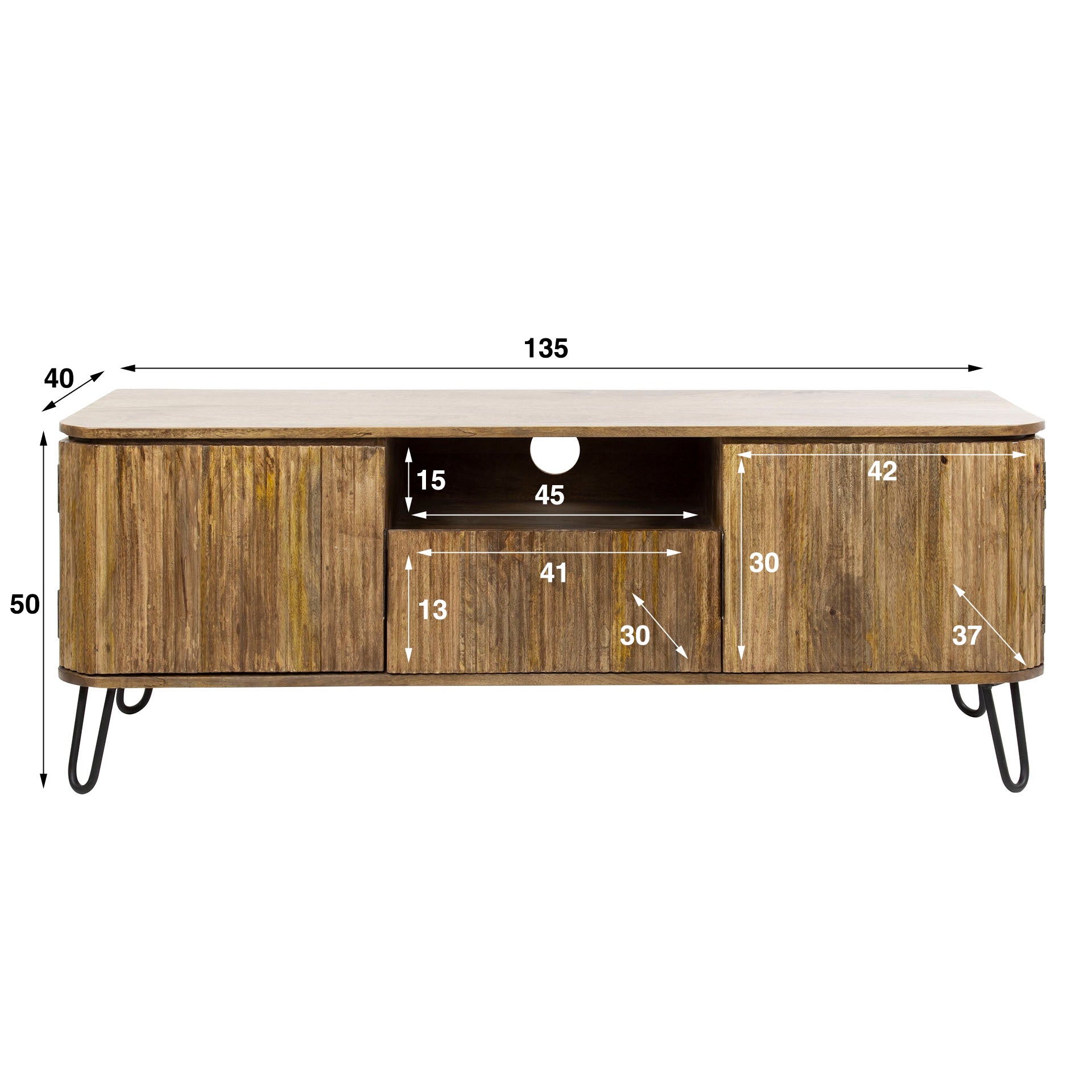 TV-meubel Wave | 1 Lade | Massief mango zand