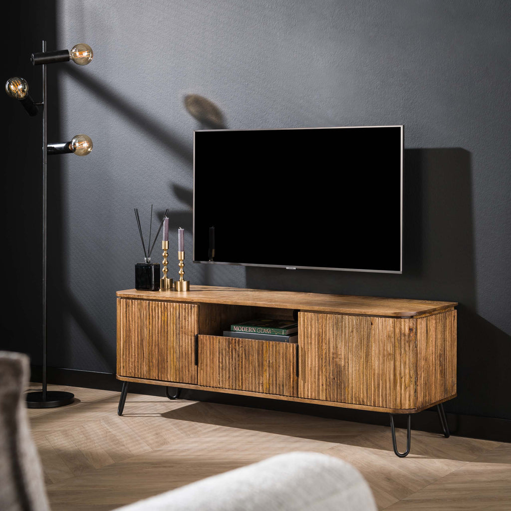 TV-meubel Wave | 1 Lade | Massief mango zand