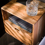 Nachtkastje Flat XS | Zwevend | Massief acacia naturel