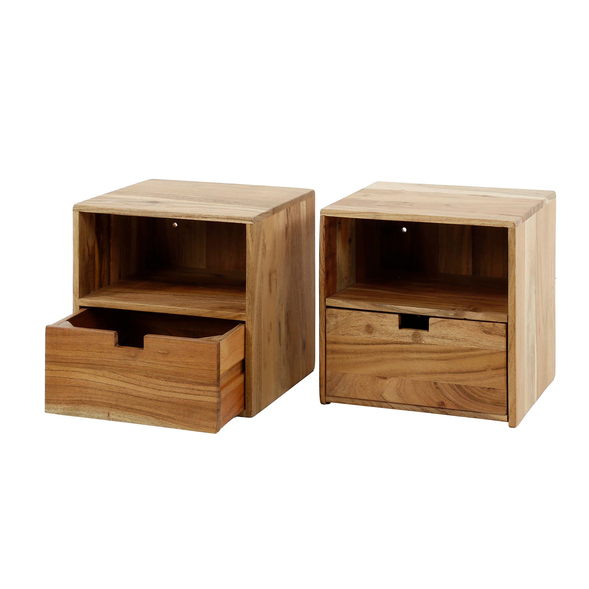 Nachtkastje Flat XS | Zwevend | Massief acacia naturel
