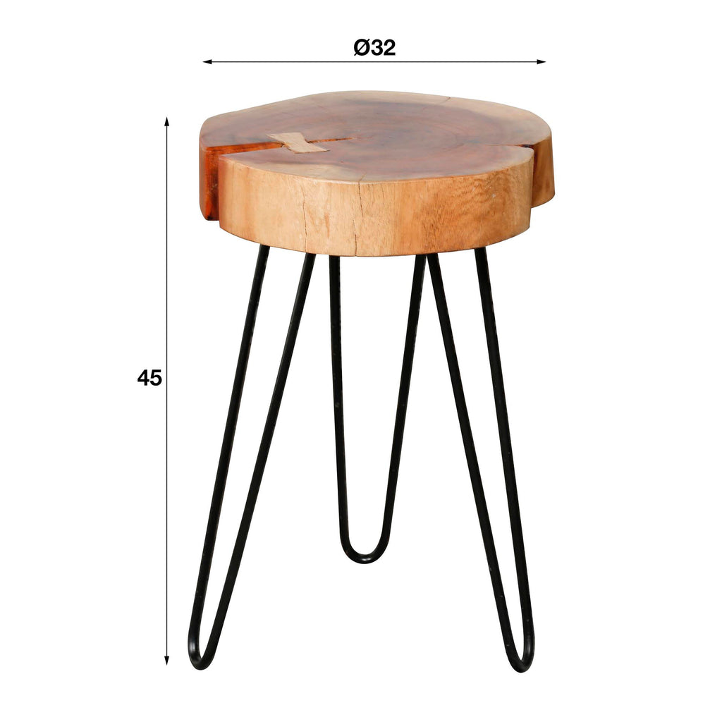 Bijzettafel Trunk | Ø32cm | Massief acacia | Set van 2