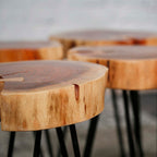 Bijzettafel Trunk | Ø32cm | Massief acacia | Set van 2