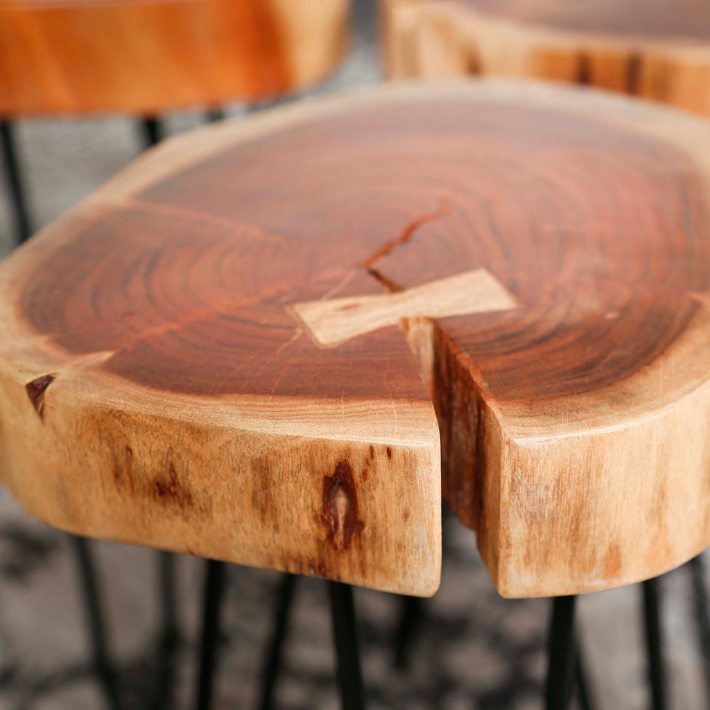 Bijzettafel Trunk | Ø32cm | Massief acacia | Set van 2