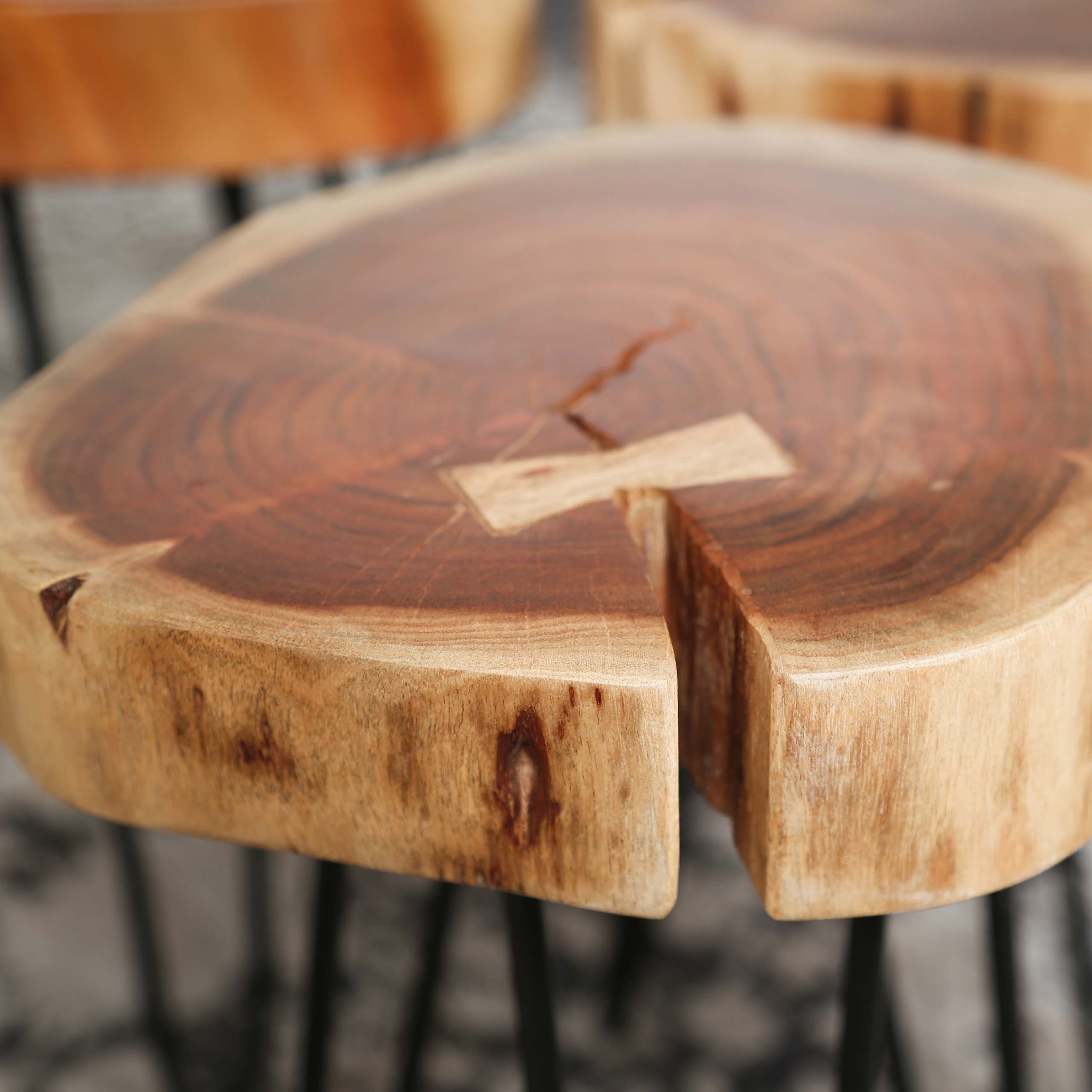 Bijzettafel Trunk | Ø32cm | Massief acacia | Set van 2