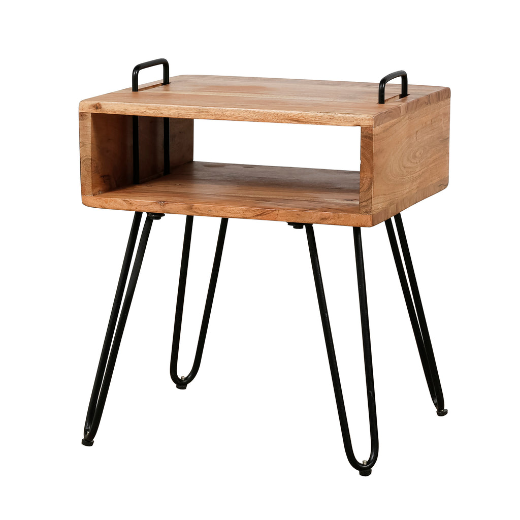 Nachtkastje Quadro | 1 Vak | Massief acacia naturel
