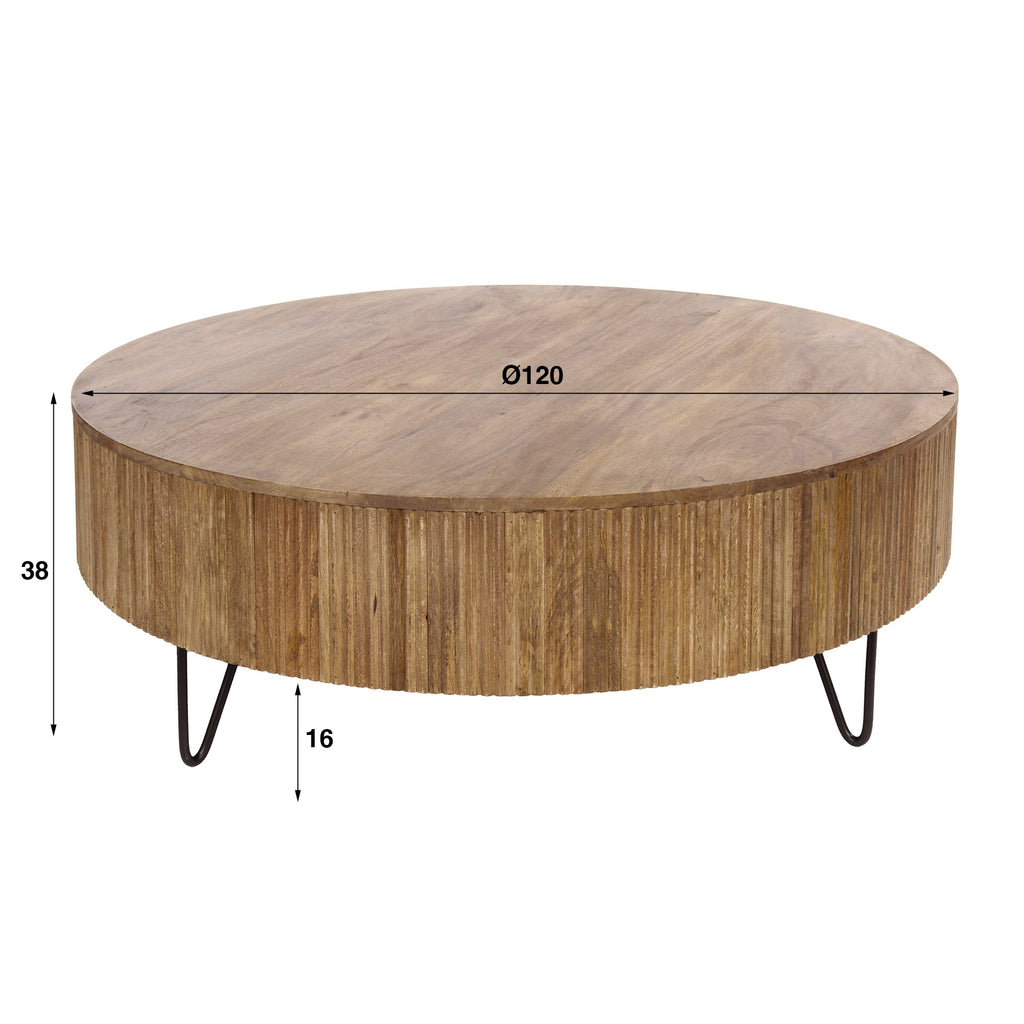 Salontafel Wave | Ø120 cm | Massief mango zand