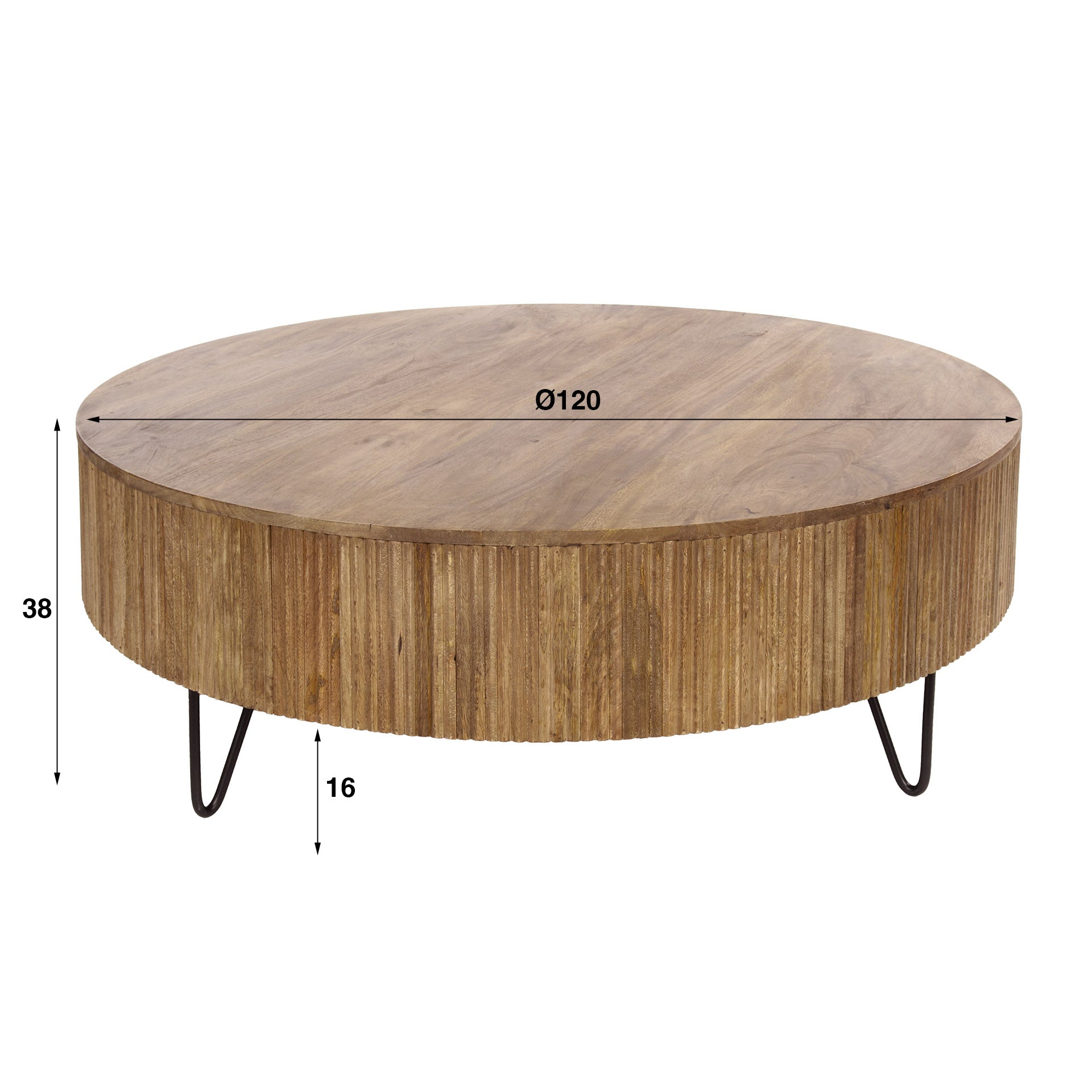 Salontafel Wave | Ø120 cm | Massief mango zand